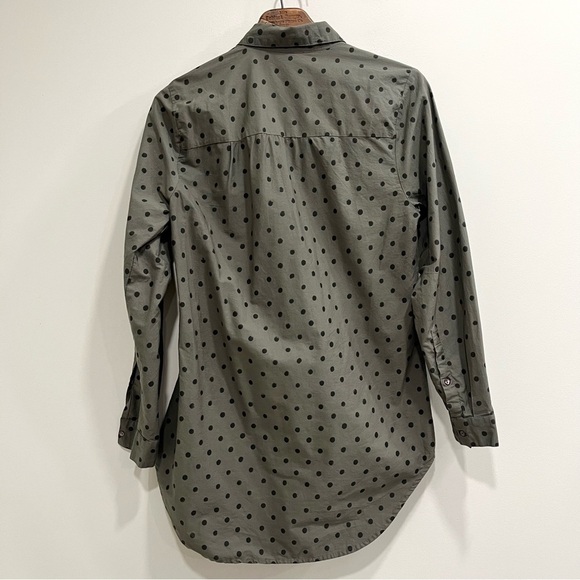 Sundance Lively Days Popover Tunic Top Olive Green Black Polka Dot Cotton Medium - Picture 5 of 9